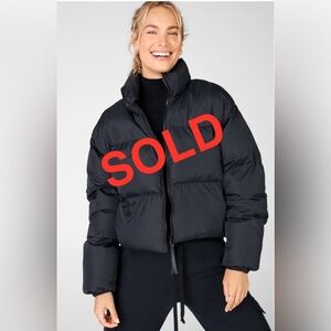 SOLD!!! Fabletics Cropped Soft Black Puffer Coat/Jacket Size S
